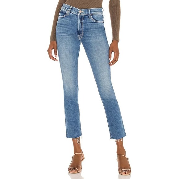 Mother The Mid Rise Dazzler Ankle Fray Jeans In Riding The Cliffside Size 32 NWT - Picture 1 of 13